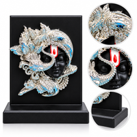 Anupam Lord Krishna Brass Face Plaque with Peacock Inspired Silver Tone Detailing for Home Mandir Decor & Gifting