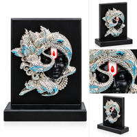 Anupam Lord Krishna Brass Face Plaque with Peacock Inspired Silver Tone Detailing for Home Mandir Decor & Gifting