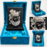 Anupam Shrinathji Brass Religious Face Plaque with Silver Tone Detailing for Home Temple Decor & Spiritual Gifting