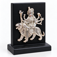 Anupam Maa Durga Brass Religious Plaque with Lion Motif and Silver Tone Finish for Home Mandir Decor & Festive Gifting