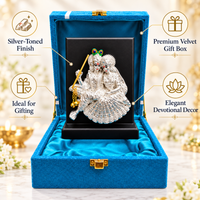 Anupam Radha Krishna Brass Religious Plaque with Silver Tone Detailing for Home Mandir Decor & Festive Gifting