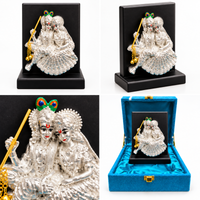Anupam Radha Krishna Brass Religious Plaque with Silver Tone Detailing for Home Mandir Decor & Festive Gifting