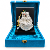 Anupam Radha Krishna Brass Religious Plaque with Silver Tone Detailing for Home Mandir Decor & Festive Gifting