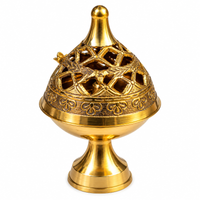 Anupam Brass Jali Dhoop Burner No. 0 with Decorative Domed Lid and Pedestal Base for Home Mandir & Daily Puja