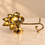 Anupam Brass Panch Aarti Diya No. 4 with Five Wick Bowls and Long Handle for Daily Puja, Mandir & Festive Worship