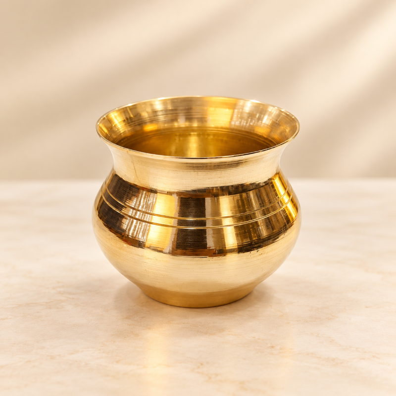 Anupam Brass Paragi Lota No. 1 Traditional Puja Kalash Water Pot for Home Mandir, Daily Worship & Religious Ceremonies