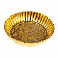 Anupam Brass Decorative Puja Plate No. 3 with Embossed Centre and Fluted Rim for Home Mandir, Offerings & Festive Decor