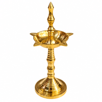 Anupam Brass Standing Deepak No. 9 Traditional Pedestal Oil Lamp for Home Mandir, Daily Puja & Festive Decor