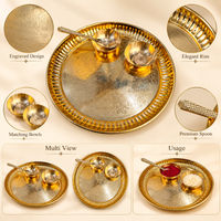 Anupam Brass Puja Thali Set No. 7 with Decorative Plate and Ritual Accessories for Home Mandir, Daily Aarti & Gifting