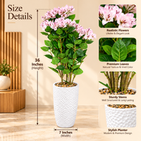 Pink Blossom Artificial Flower Plant with Textured White Planter, 36 x 7 inches - view 3