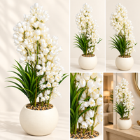 White Blossom Artificial Flower Arrangement with Round Cream Pot, 34 x 7 inches - view 2