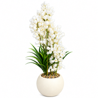 White Blossom Artificial Flower Arrangement with Round Cream Pot, 34 x 7 inches - view 5