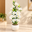 White Lily Artificial Flower Arrangement with Round Ivory Pot, 35 x 7 inches - view 1