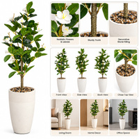 White Blossom Artificial Decorative Tree with Tall Textured Cream Planter, 45 x 9 inches - view 3