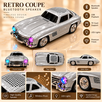 Anupam 10W Silver Bluetooth car speaker - Front, top and side views with features