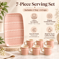 Anupam 7 piece serving set features with tray and six cups