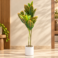 Anupam artificial Croton plant with white pot, 43 inches - lifestyle view