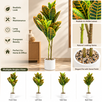 Anupam artificial Croton plant with white pot, 43 inches - features and leaf details