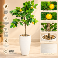 Artificial lemon tree features and cream planter