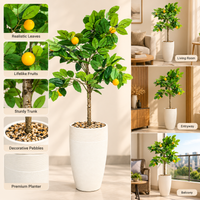 Artificial lemon tree styling and close-up views