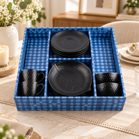 Anupam premium black ceramic dinnerware gift set in blue gift box