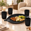 Anupam black leaf serving tray with four ribbed tumblers lifestyle image