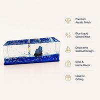 Anupam blue liquid glitter sailboat decor product features
