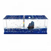 Anupam blue liquid glitter sailboat decor on white background