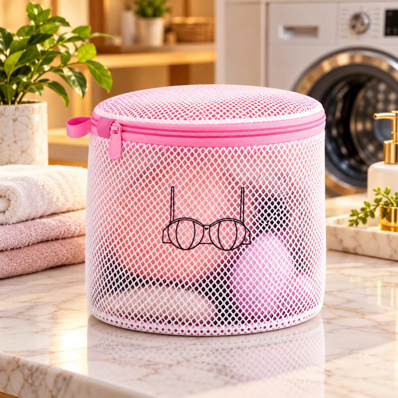 Anupam protective bra laundry wash bag pink mesh front view