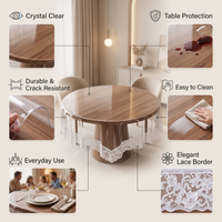 Anupam clear table cover features including protection easy cleaning and lace border