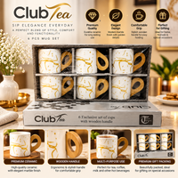 Anupam Club Tea white and gold ceramic mug set premium lifestyle view