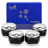 Anupam CrystalHex 4 piece black and silver storage jar set with blue gift box