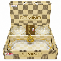 Anupam Domino 2 glass bowls and serving tray set on white background