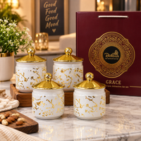 Anupam Grace white and gold ceramic storage jar set of 4