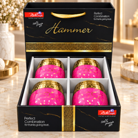 Anupam pink and gold hammered serving bowl set of 4 in gift box