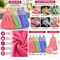 Anupam pack of 5 microfiber cleaning cloths features uses colors and 25 x 40 cm size