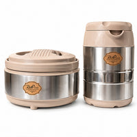 Anupam insulated stainless steel lunch box set in beige and silver