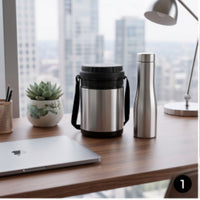 Anupam stainless steel insulated lunch jar and vacuum bottle combo office use