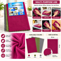 Anupam microfiber cleaning cloth multi-purpose uses features colors and 30 x 40 cm size