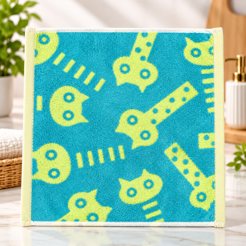 Anupam absorbent microfiber cleaning mat blue and lime pattern main image