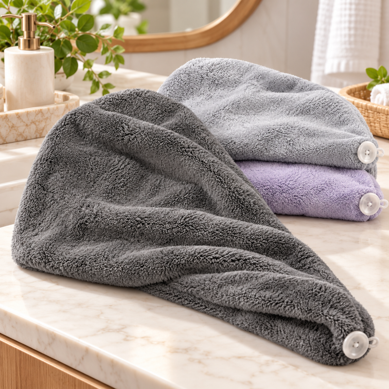 Anupam premium microfiber hair drying towel cap lifestyle image