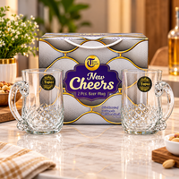 Anupam New Cheers set of 2 clear glass beer mugs with gift box