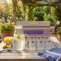 Anupam Ocean Wave 7 piece lemon set with 1 jug and 6 glasses lifestyle