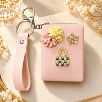 Anupam pink floral embellished pocket mirror with keychain, image 6