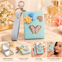 Anupam turquoise butterfly floral embellished pocket mirror 131610A, view 2