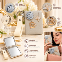 Anupam grey rose and heart embellished keychain pocket mirror 131610B, view 2