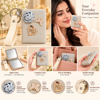 Anupam grey rose and heart embellished keychain pocket mirror 131610B, view 3