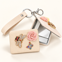 Anupam ivory rose bee and butterfly keychain pocket mirror 131610C, view 5