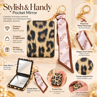 Anupam Leopard Print with Scarf Keychain Pocket Mirror, Dual Mirror with Keychain for Handbag & Travel, image 2
