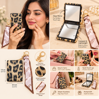 Anupam Leopard Print with Scarf Keychain Pocket Mirror, Dual Mirror with Keychain for Handbag & Travel, image 4